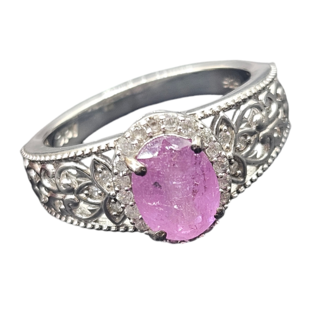 Pink Sapphire And Zircon Halo Ring 99$